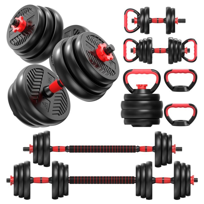 6-in-1 50KG Dumbbell, Kettlebell & Barbell Set