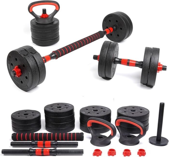 6-in-1 50KG Dumbbell, Kettlebell & Barbell Set - Image 2
