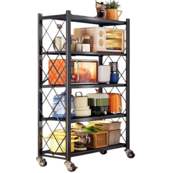 Foldable kitchen rack with wheels