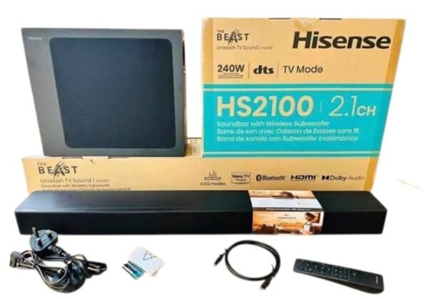 Hisense hs2100 240w 2.1ch soundbar with wireless subwoofer