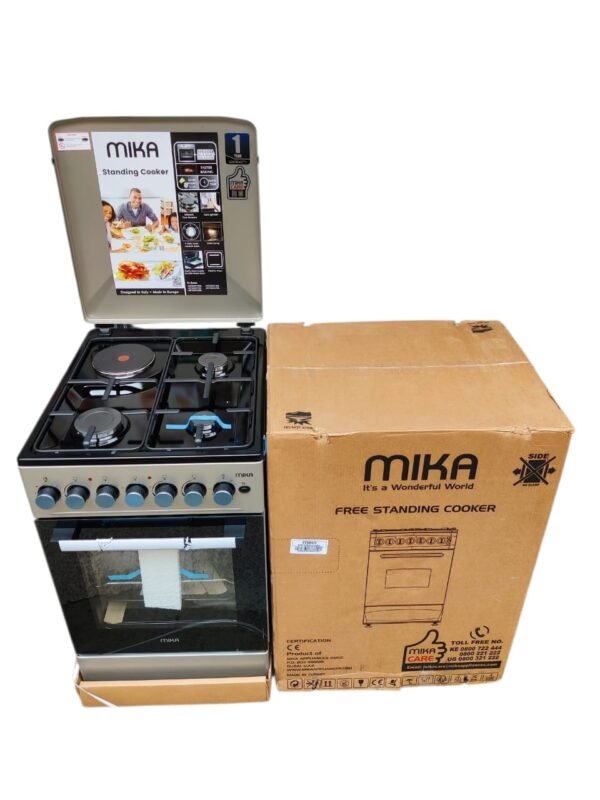 Mika standing cooker 50 by 60 3 gas plus 1 rapid hotplate electric oven